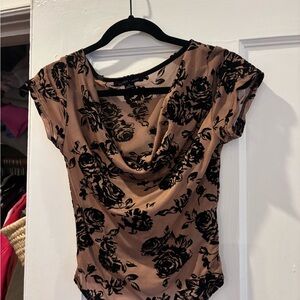 Elegant Black Floral Women's Top